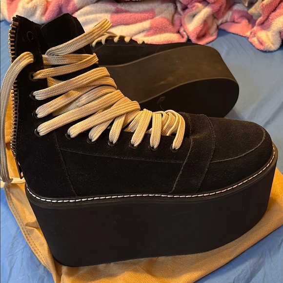 LIKE NEW UNIF Vintage Punk Grunge Black Platform ‘Nobody’ Lace-Up Shoes Rare 8 - Picture 3 of 9